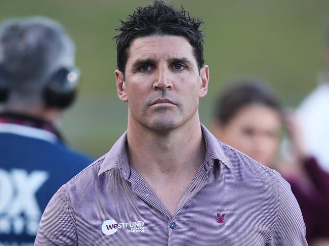 Manly coach Trent Barrett during NRL match Manly Sea Eagles v Canterbury Bulldogs at McGrath Foundation Stadium. Picture. Phil Hillyard