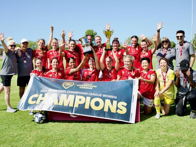 The Gold Coast Knights beat MA Olympic 3-0 in the grand final of the FQPL Women's Champions League to secure their fifth trophy of the season. Picture: Sharon Woodward.