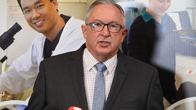 NSW Health Minister Brad Hazzard speaks to the media after inspecting new next generation MRI machines at Nepean Hospital in Sydney on Monday. Picture: Joel Carrett/AAP