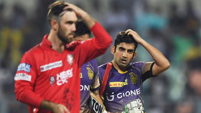 Kolkata Knight Riders captain Gautam Gambhir (R) and Glenn Maxwell (L).