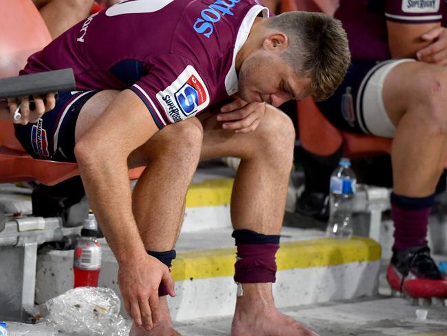 James O'Connor came off with an ankle injury. Picture: AAP