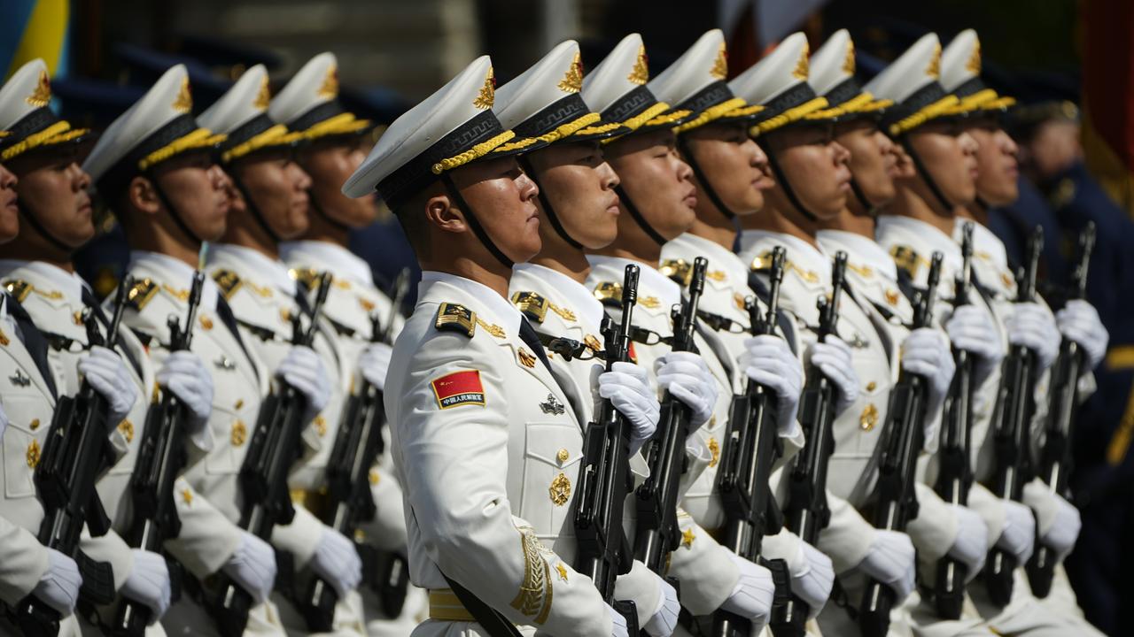 China's servicemen march along Red Square during the Victory Day military parade. Picture: Pavel Bednyakov/AP