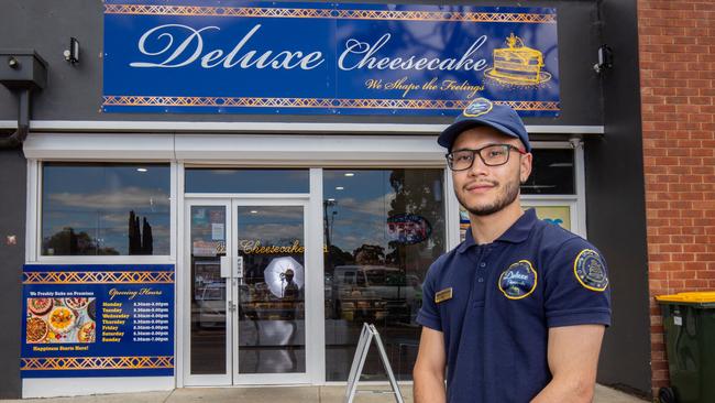 Khudadad Haidari out the front of the Salisbury shop. Picture: Ben Clark