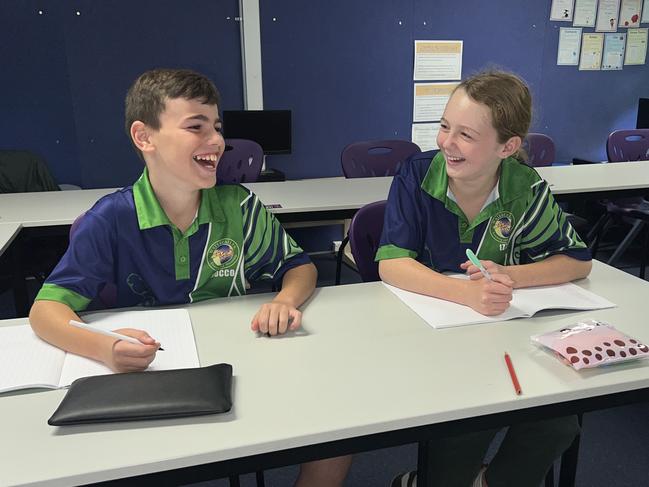 School captains — and the school’s only year 6 students — Rocco and Isabella. Picture Emily Kowal