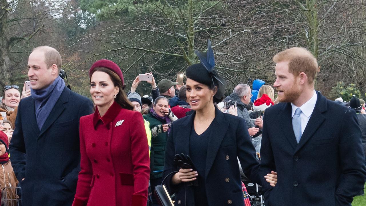 The former “fab four” on Christmas Day in 2018, the last time Prince Harry and Meghan Markle spent Christmas with the royal family. Picture: Wire Image