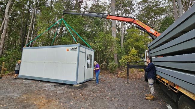 One of the temporary homes is put in place. Picture: Supplied.