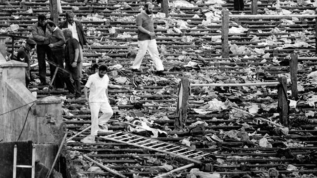 The aftermath of the Heysel Stadium disaster. (AP Photo)