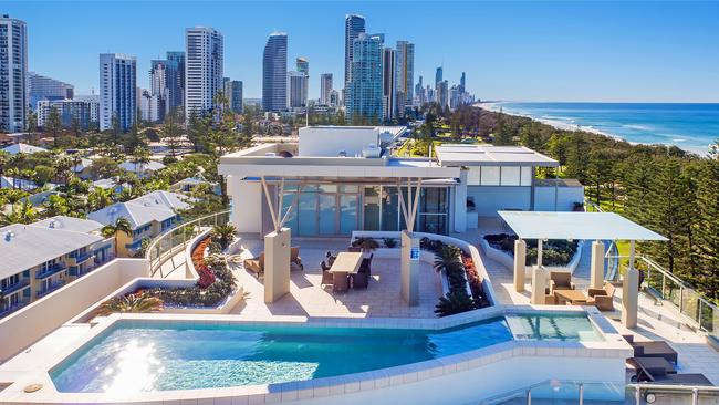 GCB 702/252 Hedges Ave, Mermaid Waters, has a spectacular rooftop terrace with a 15m lap pool and spa.