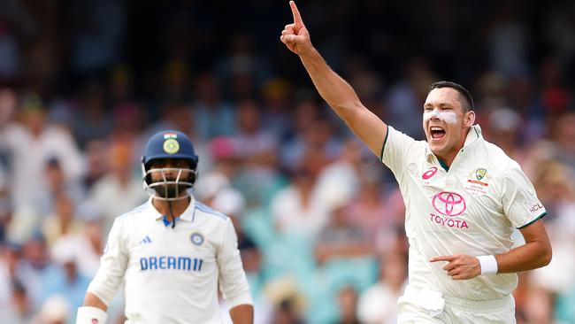 Scott Boland of Australia celebrates after dismissing Nitish Kumar Reddy of India. Picture: Darrian Traynor/Getty Images