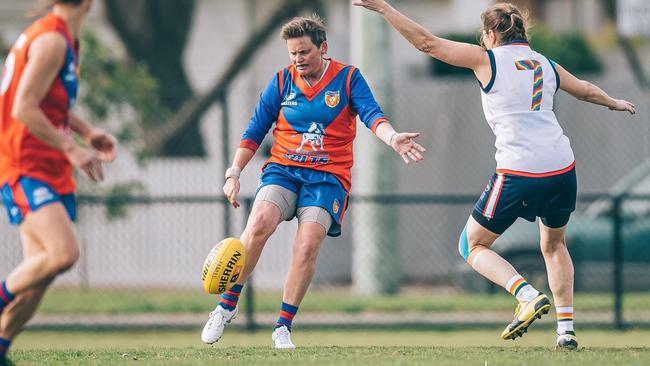 Belinda Bowey in action for the Port Melbourne Colts Masters team. Picture: Supplied