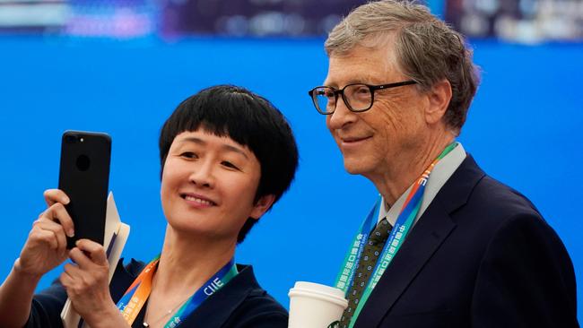 Microsoft founder Bill Gates poses for a picture at the expo. Pic: AFP