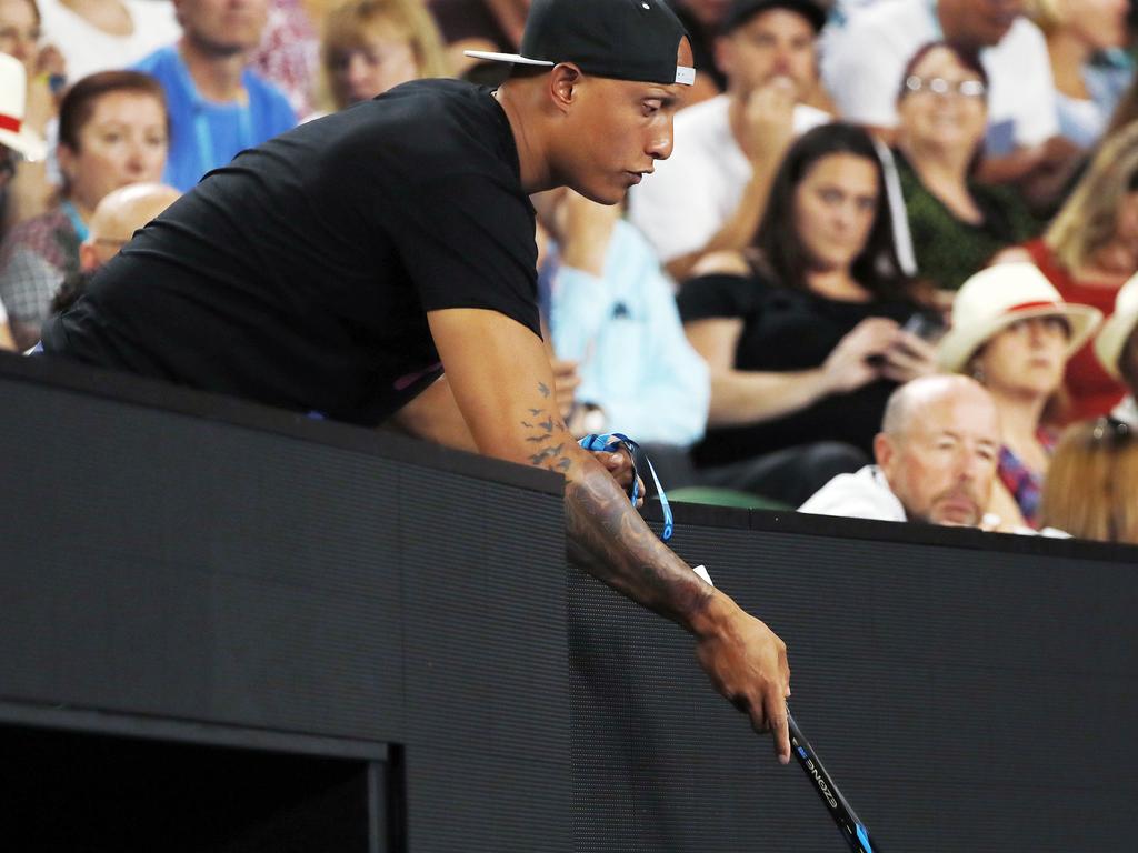 Christos Kyrgios - brother of Nick - made the headlines for sporting unusual branded clothing Pic: Michael Klein