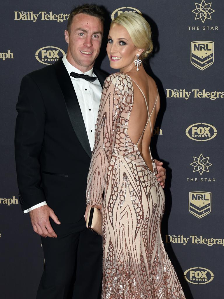 James Maloney and wife Jessica arrive for the 2016 Dally M Awards. AAP Image/Paul Miller.