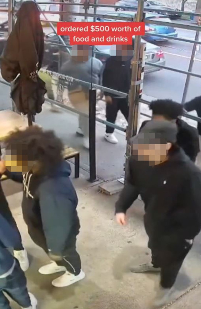 The incident took place in the outdoor dining area at Old School Pizza & Stone Grill in the suburb of Coburg. Picture: TikTok