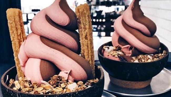 Goji Granola Bar &amp; Cafe’s soft-serve and granola bowls with vegan churros.