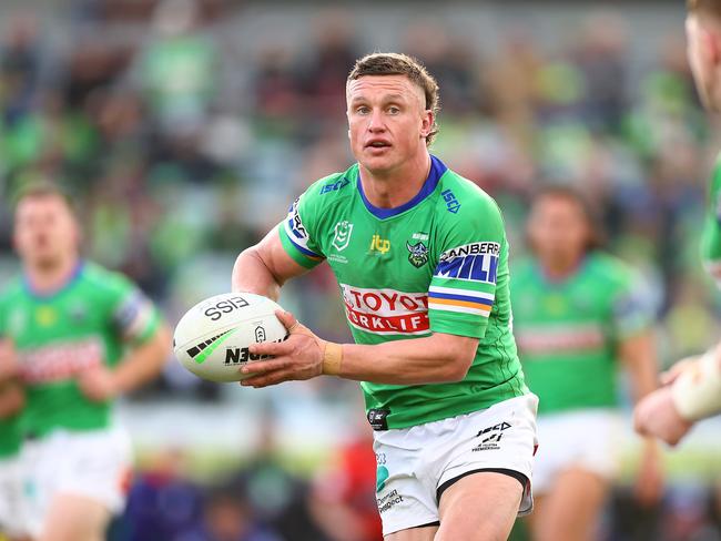 CANBERRA, AUSTRALIA - JULY 23: Jack Wighton of the Raiders in action during the round 19 NRL match between the Canberra Raiders and the New Zealand Warriors at GIO Stadium, on July 23, 2022, in Canberra, Australia. (Photo by Mark Nolan/Getty Images)