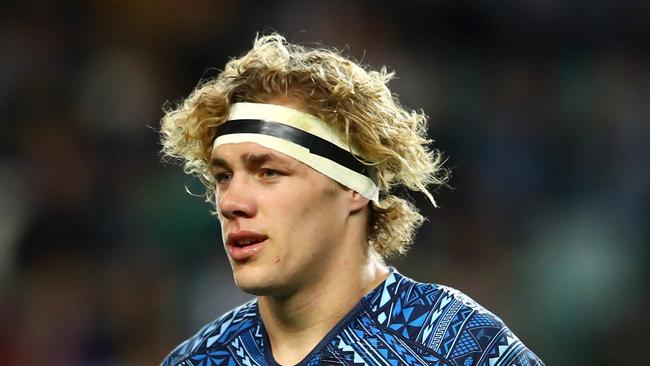 SYDNEY, AUSTRALIA - JULY 08: Ned Hanigan of the Waratahs is sent to the sin bin during the round 16 Super Rugby match between the Waratahs and the Jaguares at Allianz Stadium on July 8, 2017 in Sydney, Australia.  (Photo by Cameron Spencer/Getty Images)