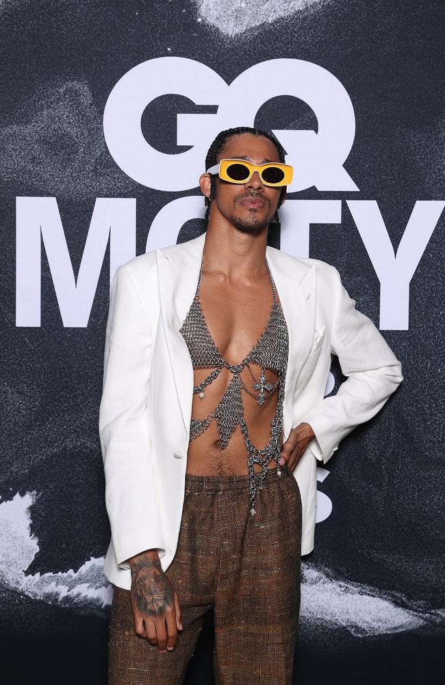 Aussie actor Keiynan Lonsdale showed off his physique in a chainmail bra which he matched with a white dinner jacket. Photo by Brendon Thorne/Getty Images for GQ Australia.