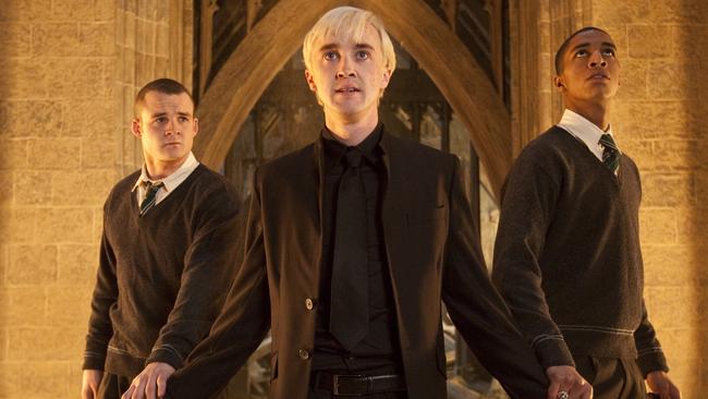 Tom Felton (centre) plays Harry’s nemesis Draco Malfoy in the Harry Potter films.