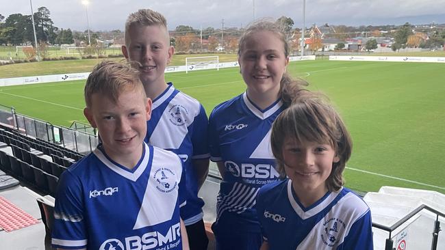 Ballarat players Liam Galvin (back left), Kira Barbary, Daniel Hannessey (front left) and Harry O'Connor. Picture: Shane Jones.