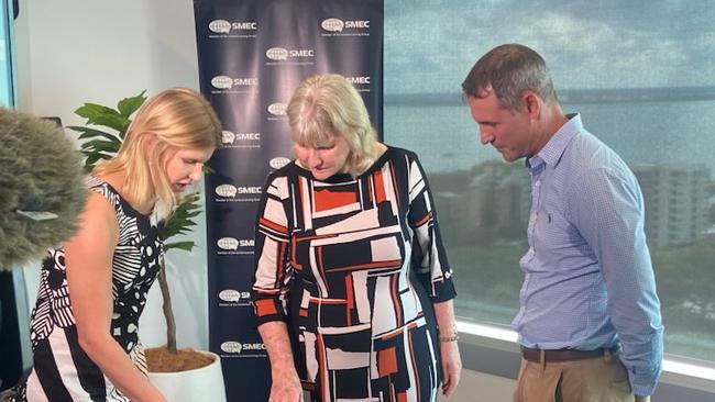 SMEC area manager Jocelyn Ellero, Territory Development Minister Eva Lawler and DIPL's Evan Tyrrell.