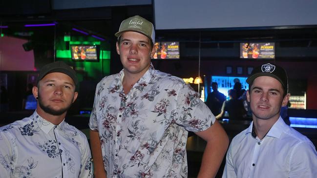 L-R Jeremy Brown, Sfen Baldwin and Mark Peterson at Zodiac Nightclub. Photo Liam Fahey / Morning Bulletin