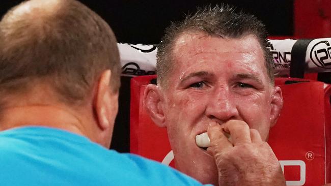 Paul Gallen during his fight against Barry Hall at Margaret Court Arena.