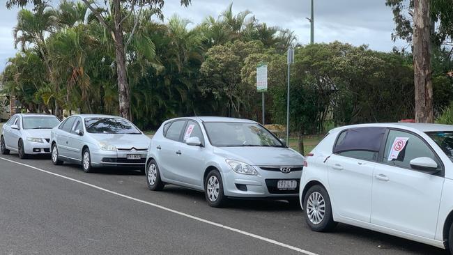 Cars parked near the Redland Bay ferry terminal, near to the site where Carlo was knocked off his bike.