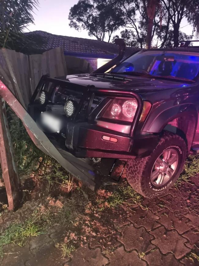 A crashed ute allegedly driven by a drunk driver. Picture: Supplied