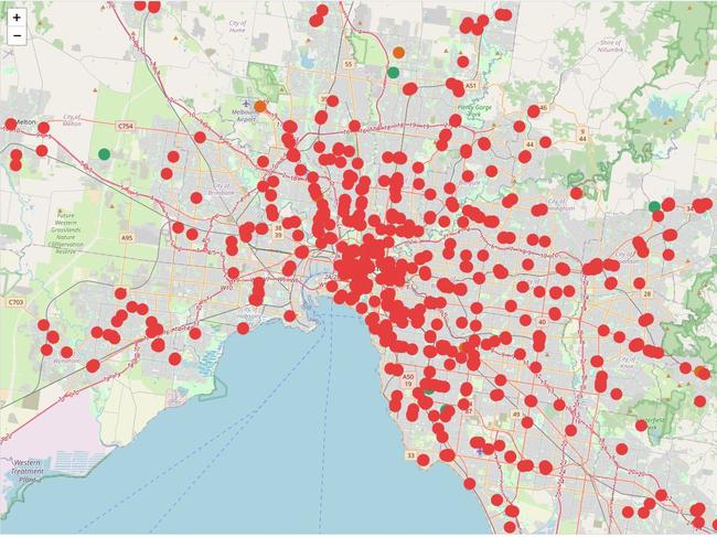 Retailers in Melbourne that have sold out of rapid Covid-19 tests. Picture: findarat.com.au