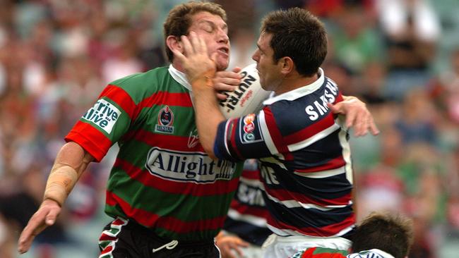 Bryan Fletcher (L) secured a big-money deal to leave the Roosters and join Souths.