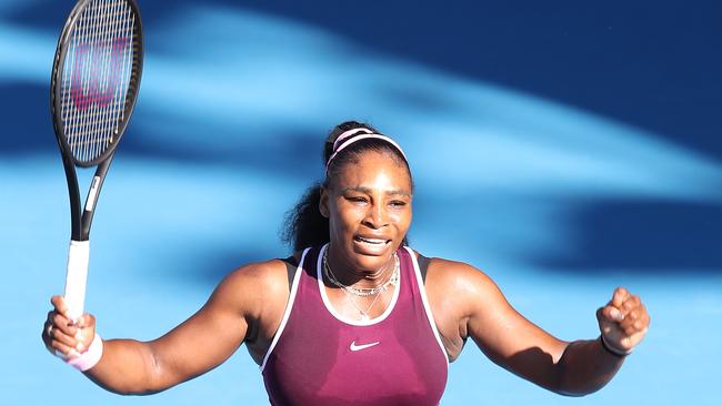 Serena Williams celebrates after winning a point against Jessica Pegula. Picture: Getty Images