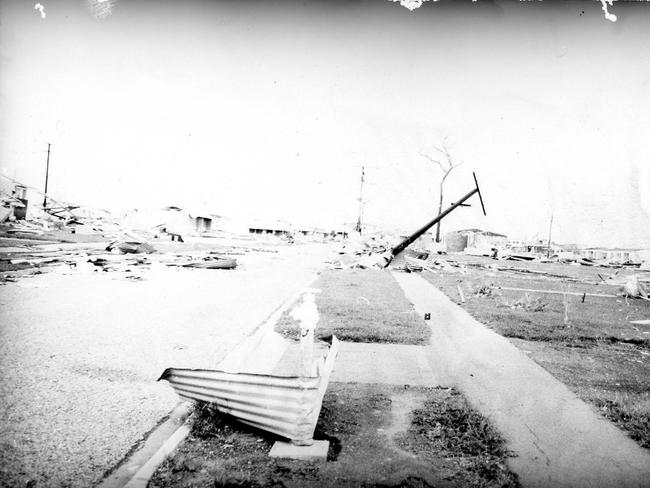 Cyclone Tracy caused major destruction to Darwin. An area of Darwin’s northern suburbs pictured after Cyclone Tracy. Picture: Kerry Byrnes.