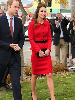 The Duke and Duchess of Cambridge visit the CTV memorial site to remember those lost in the 2011 earthquake, in Christchurch. Picture: AFP