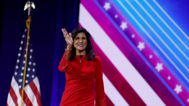 Republican presidential candidate Nikki Haley speaks during the annual Conservative Political Action Conference.