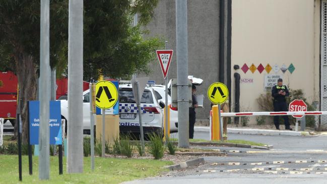 Emergency services at Barwon Prison after an alleged attack on guards in March. Picture: Alan Barber