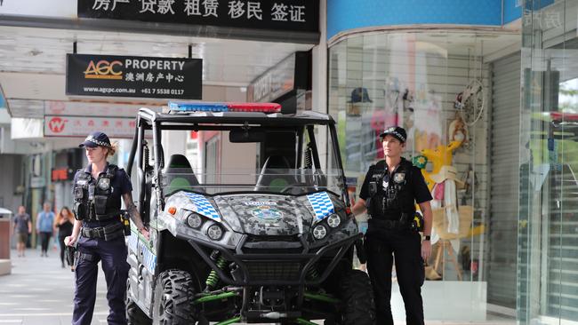 Police officers are actively patrolling areas with closed businesses to ensure thieves aren't taking advantage of the situation. Picture: Glenn Hampson