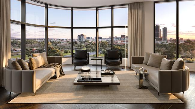 Artist's impression of an apartment at Chasecrown’s $120m Parkline development in Kent Town. Picture: Supplied by Chasecrown