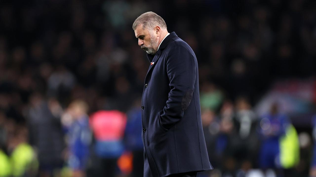 Postecoglou’s first lonely walk after a Premier League defeat. (Photo by Ryan Pierse/Getty Images)