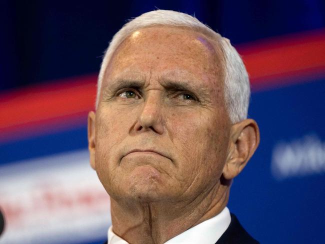 Former US Vice President and 2024 Presidential hopeful Mike Pence speaks during his campaign launch event at the FFA Enrichment Center of the Des Moines Area Community College in Ankeny, Iowa, on June 7, 2023. (Photo by STEPHEN MATUREN / AFP)