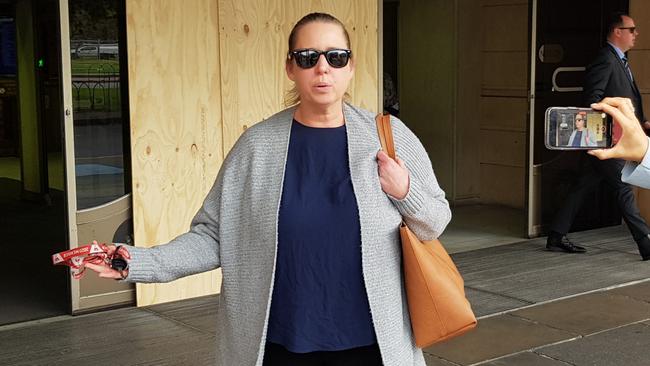 Tina Glastonbury, sister of alleged murderer Sheree May Glastonbury outside the District Court, after she defended her sister in a hearing to seize her assets as instruments of crime. Picture: Sean Fewster.