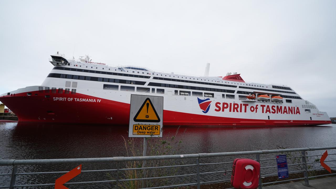 The Spirit of Tasmania IV ferry docked at Leith in Edinburgh. The newly constructed Australian ferry will be moved from Edinburgh to the other side of the world after leasing negotiations broke down. The ship has been docked in Leith due to issues with existing infrastructure in the Tasmanian city of Devonport. Picture date: Thursday April 3, 2025. (Photo by Andrew Milligan/PA Images via Getty Images)