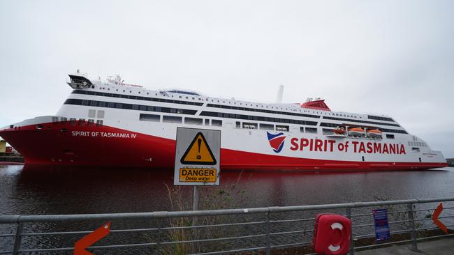 The Spirit of Tasmania IV ferry docked at Leith in Edinburgh. The newly constructed Australian ferry will be moved from Edinburgh to the other side of the world after leasing negotiations broke down. The ship has been docked in Leith due to issues with existing infrastructure in the Tasmanian city of Devonport. Picture date: Thursday April 3, 2025. (Photo by Andrew Milligan/PA Images via Getty Images)