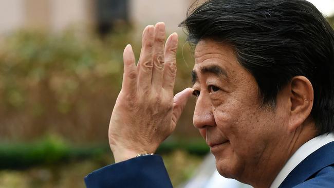 Shinzo Abe in Brussels on Friday. Picture: AFP