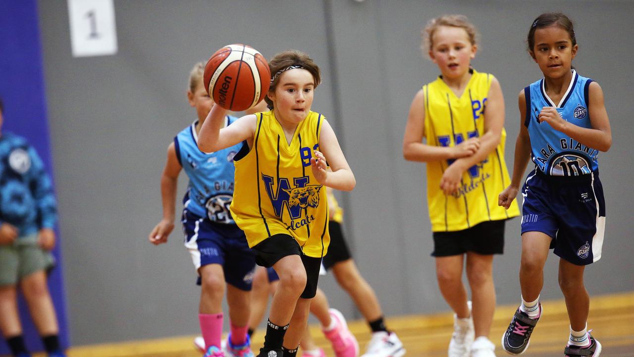 Geelong Wildcats v Lara Giants. Under 10s junior basketball at Geelong Arena courts on Saturday morning. Picture: Alan Barber