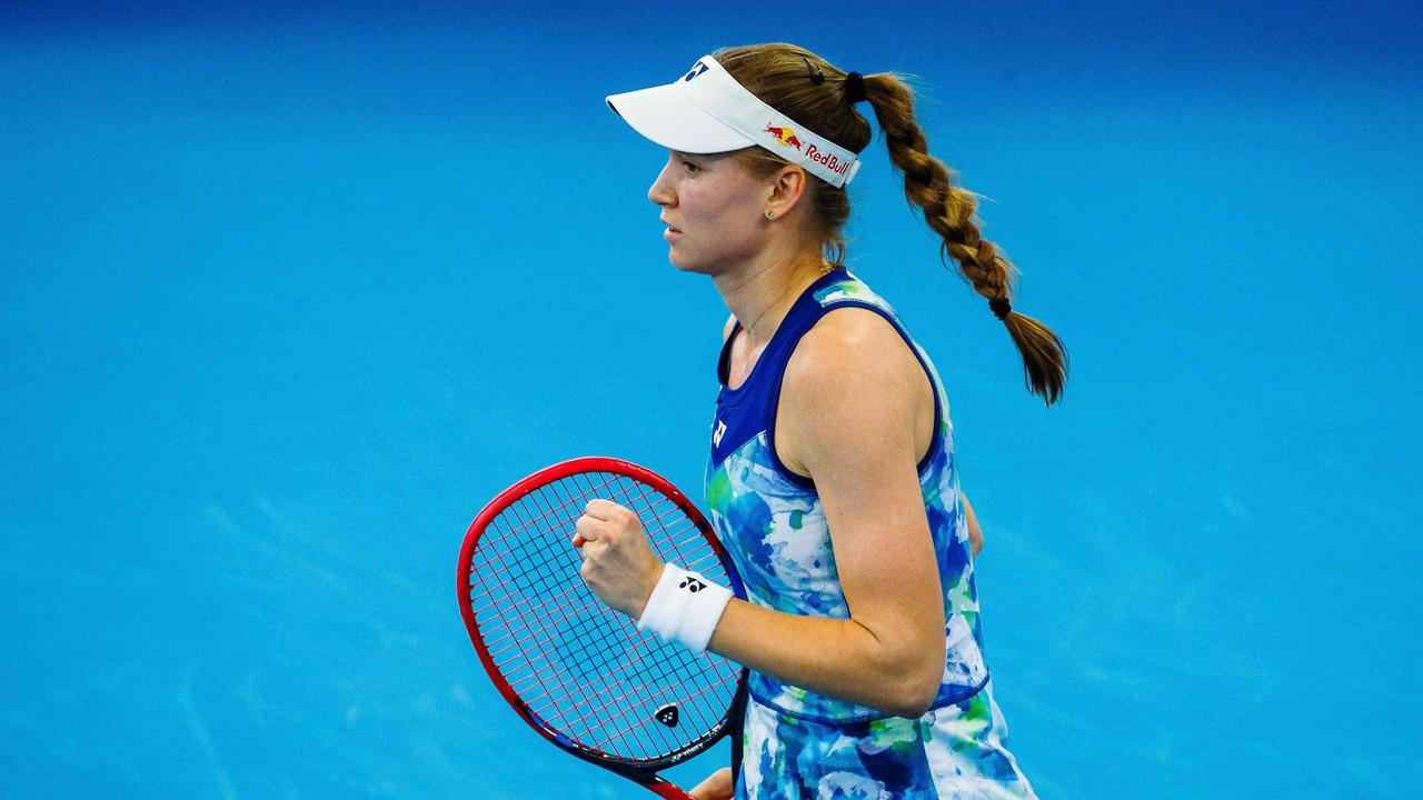 Kazakhstan's Elena Rybakinafist pumps during her women's singles semi-final match against Czech Republic's Linda Noskova. Picture: Patrick Hamilton/AFP.