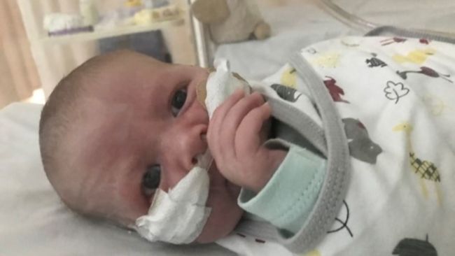 Joey was only four weeks old when he spent 12 days in hospital with RSV. Picture: Supplied