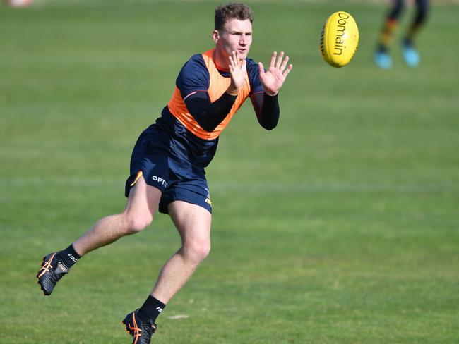 Rory Laird at a Crows training session at West Lakes in Adelaide on Tuesday. Picture: AAP