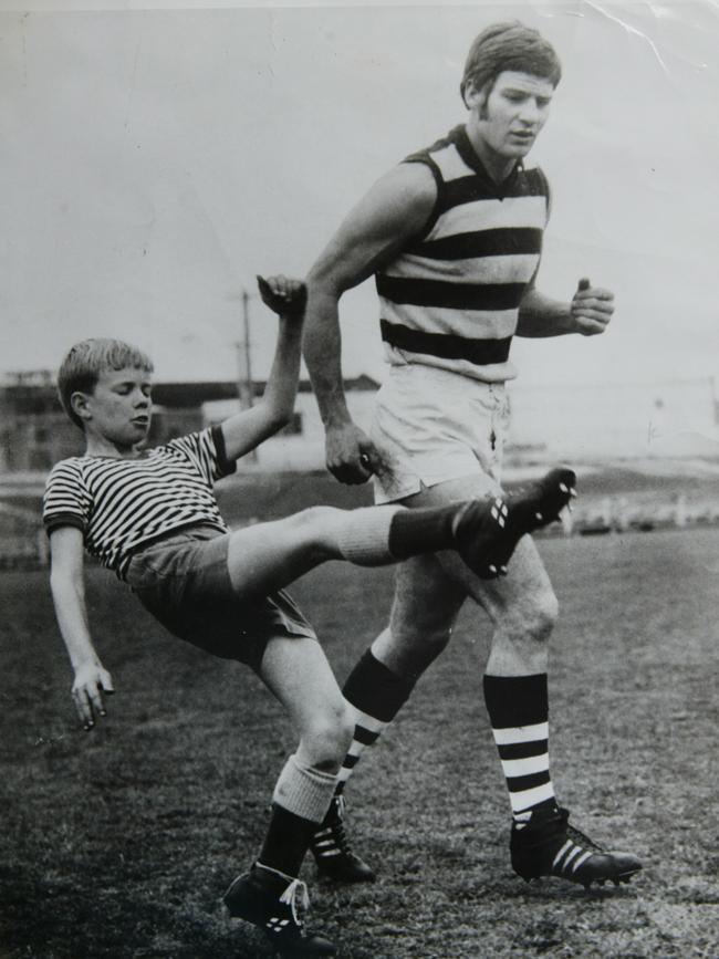 Chris, who was the son of Cats player Peter Pianto, with Sam Newman.