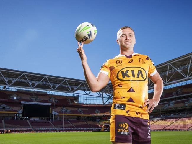 Brisbane Broncos Halfback Jake Turpin who will play his first game as captain against Manly at Suncorp on Friday night. Picture Lachie Millard